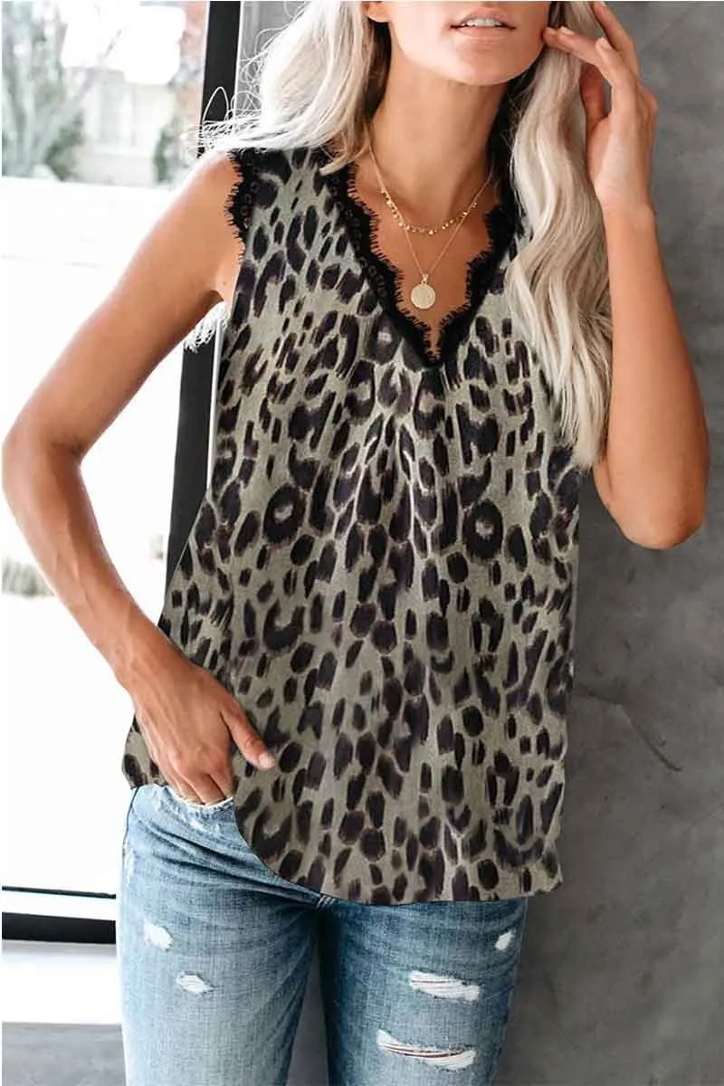 Loose Lace V-neck Vest Top