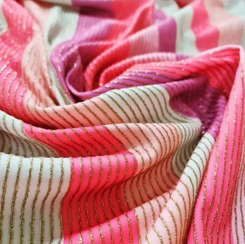 Lurex Stretch Fabric - Striped Glitter 2-Way Stretch Material