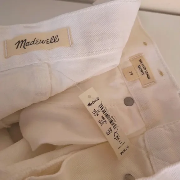 Madewell Relaxed Denim Shorts in Tile White NWT SZ 29