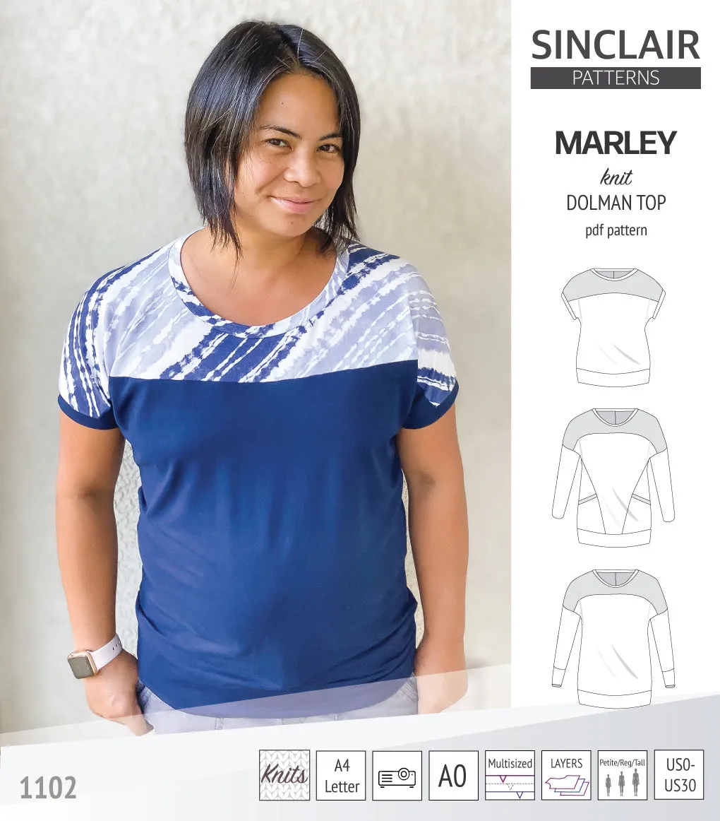 Marley dolman knit top with a yoke (PDF)