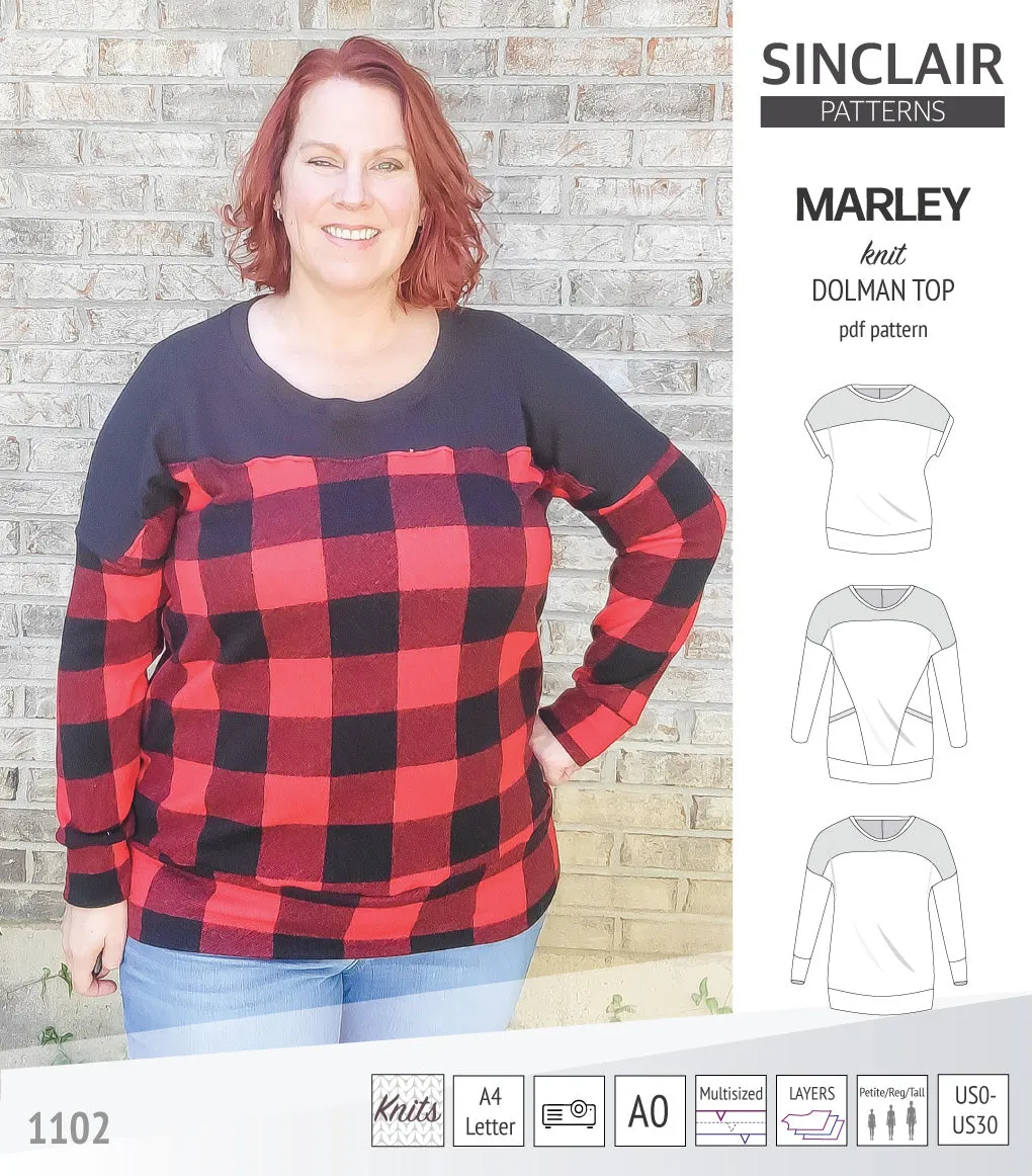 Marley dolman knit top with a yoke (PDF)