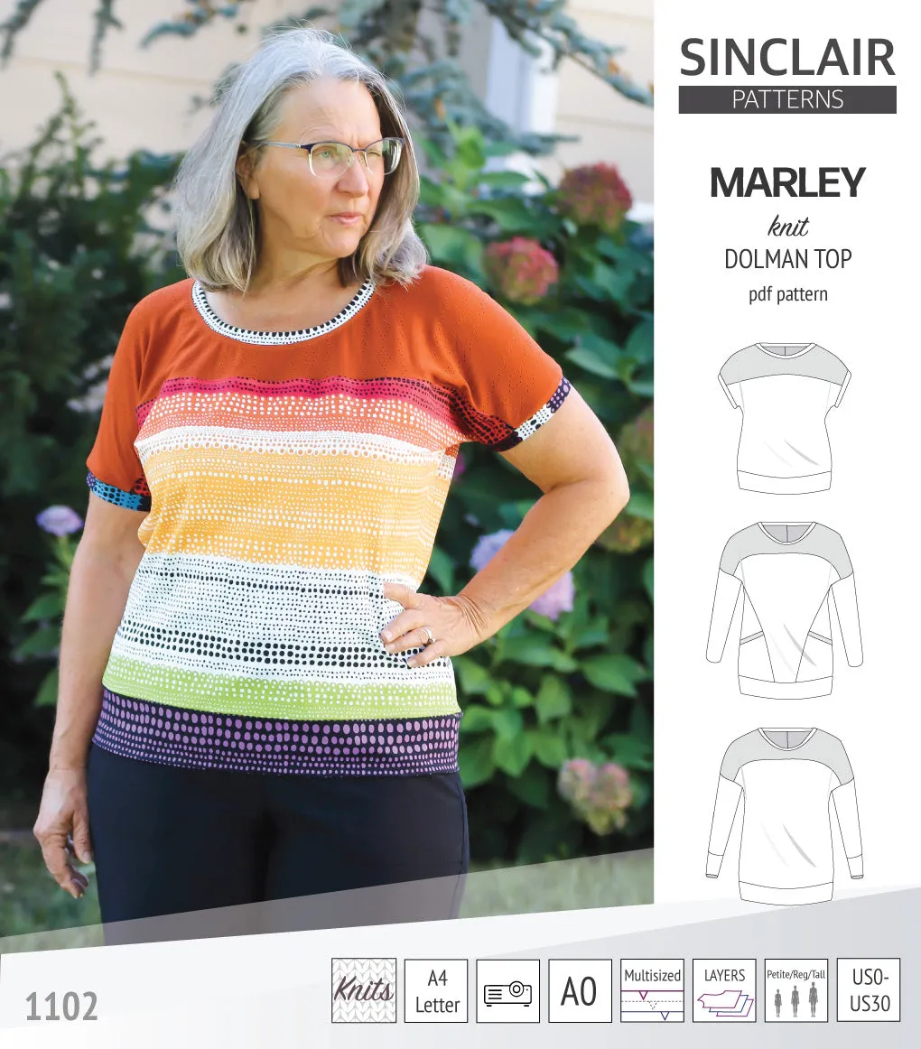 Marley dolman knit top with a yoke (PDF)