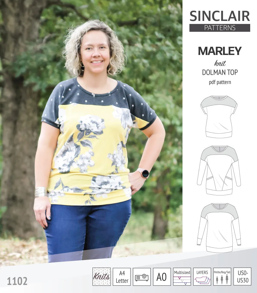 Marley dolman knit top with a yoke (PDF)
