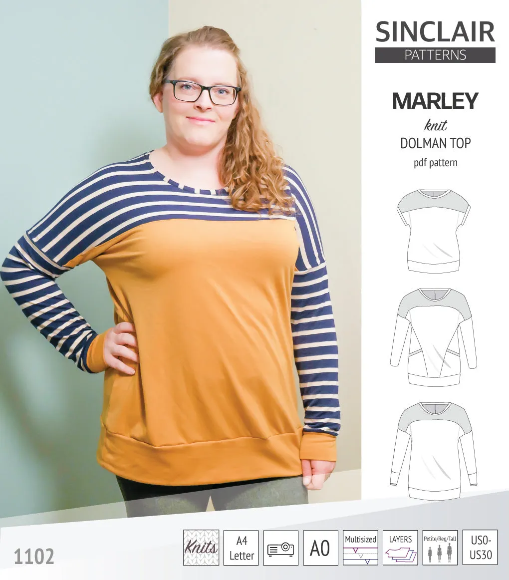 Marley dolman knit top with a yoke (PDF)