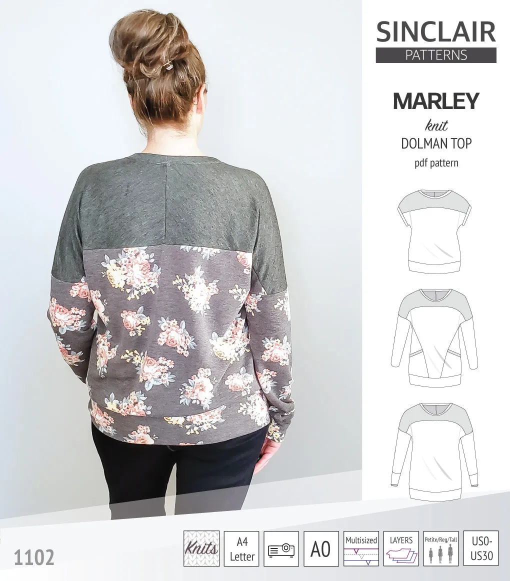 Marley dolman knit top with a yoke (PDF)