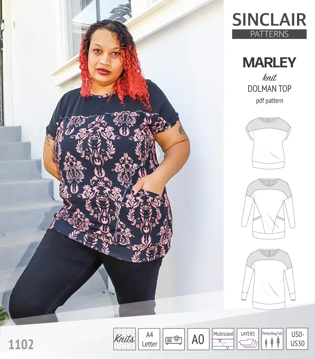 Marley dolman knit top with a yoke (PDF)