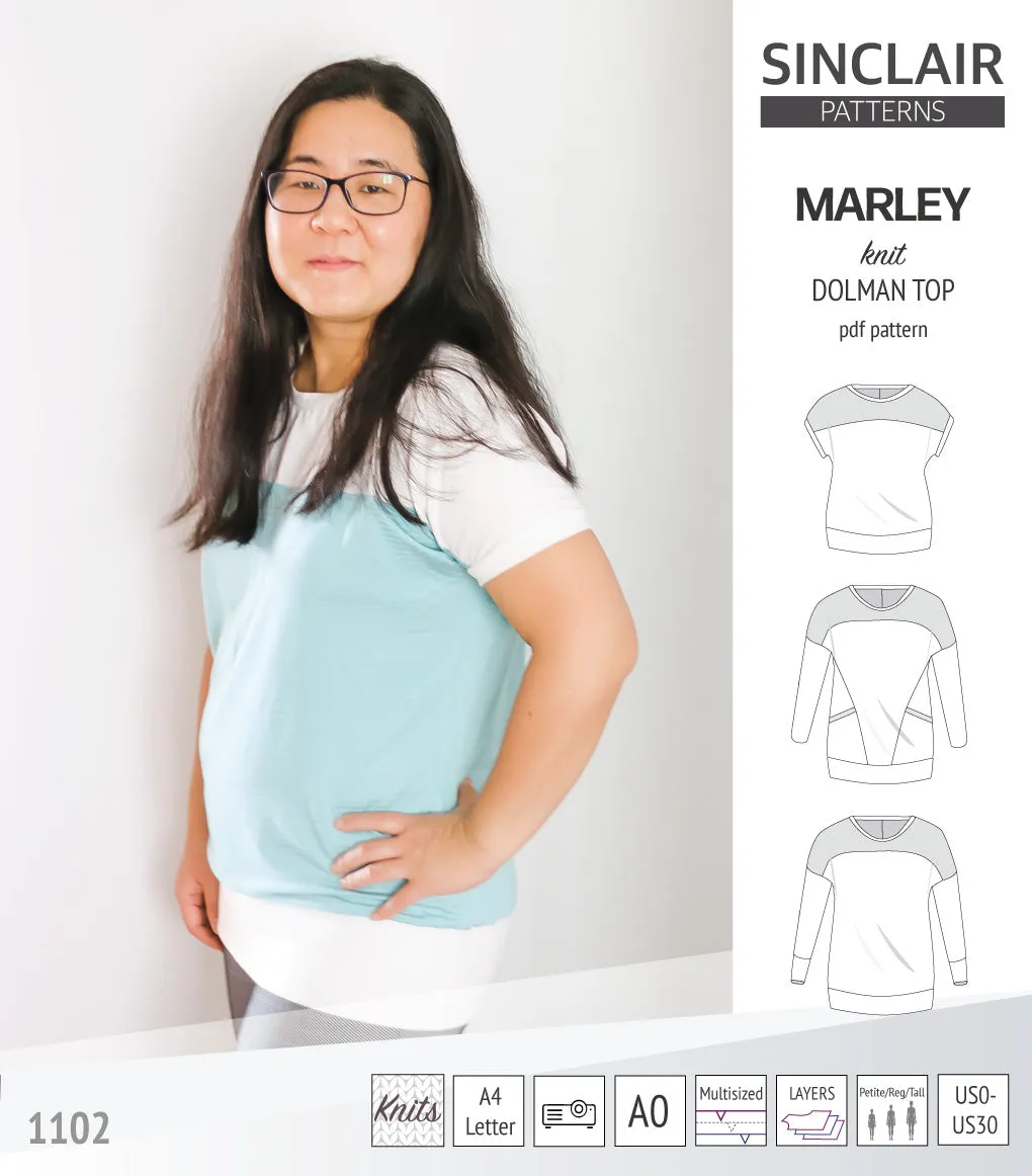 Marley dolman knit top with a yoke (PDF)