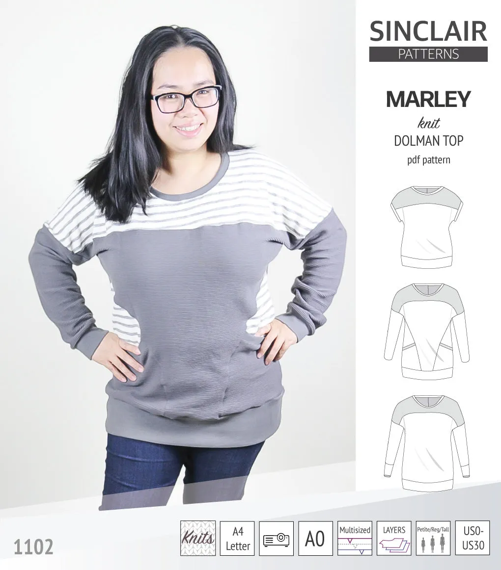 Marley dolman knit top with a yoke (PDF)