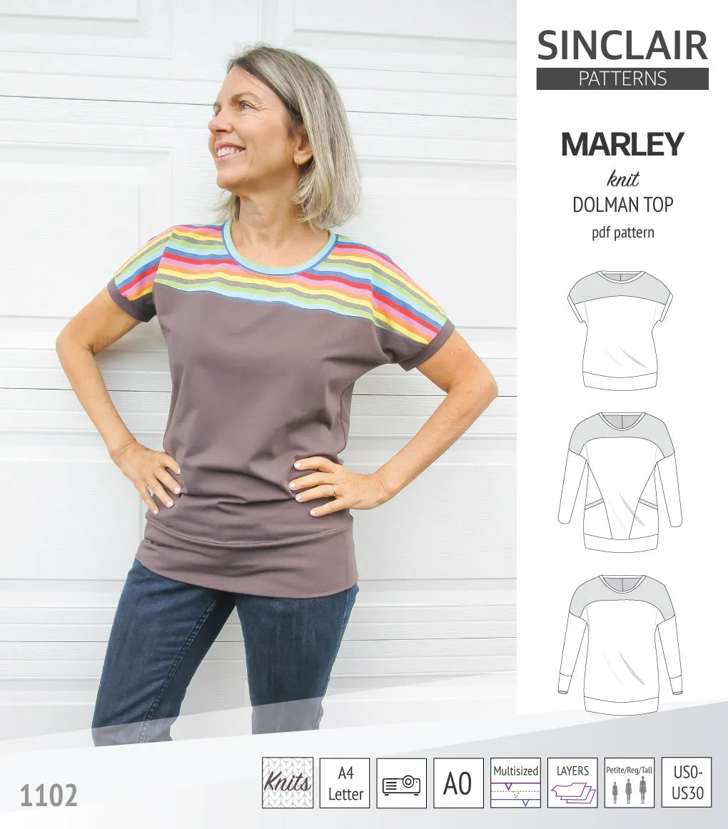 Marley dolman knit top with a yoke (PDF)
