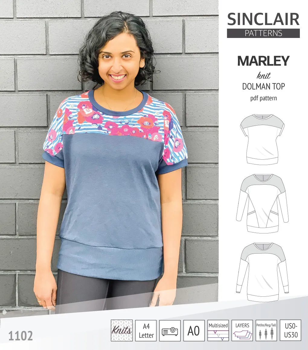 Marley dolman knit top with a yoke (PDF)