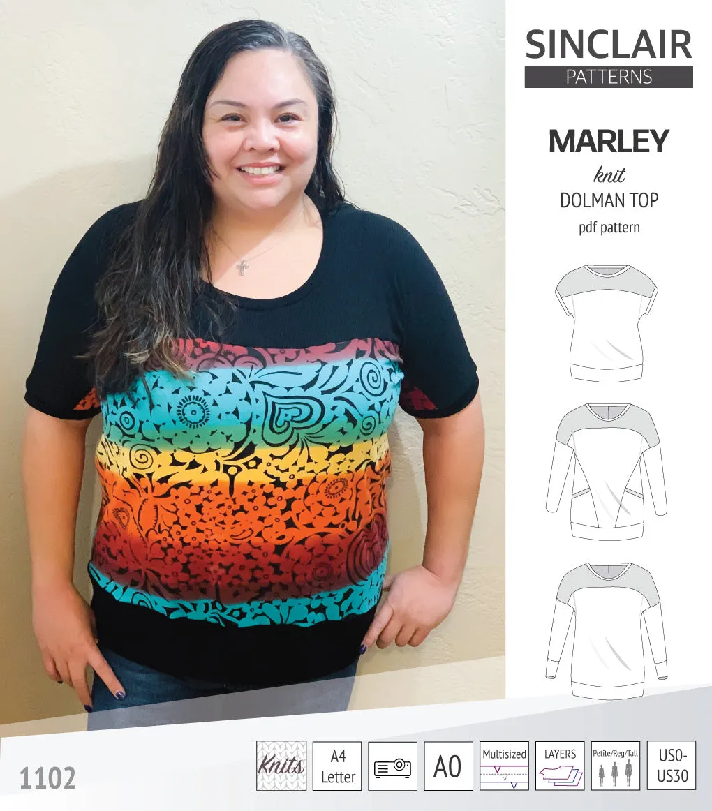 Marley dolman knit top with a yoke (PDF)