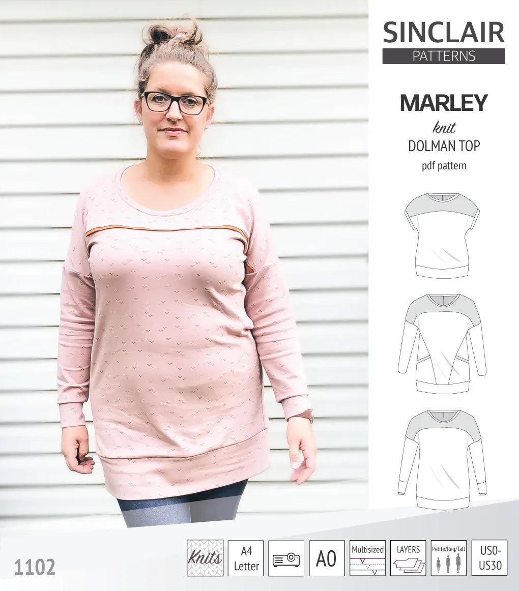 Marley dolman knit top with a yoke (PDF)