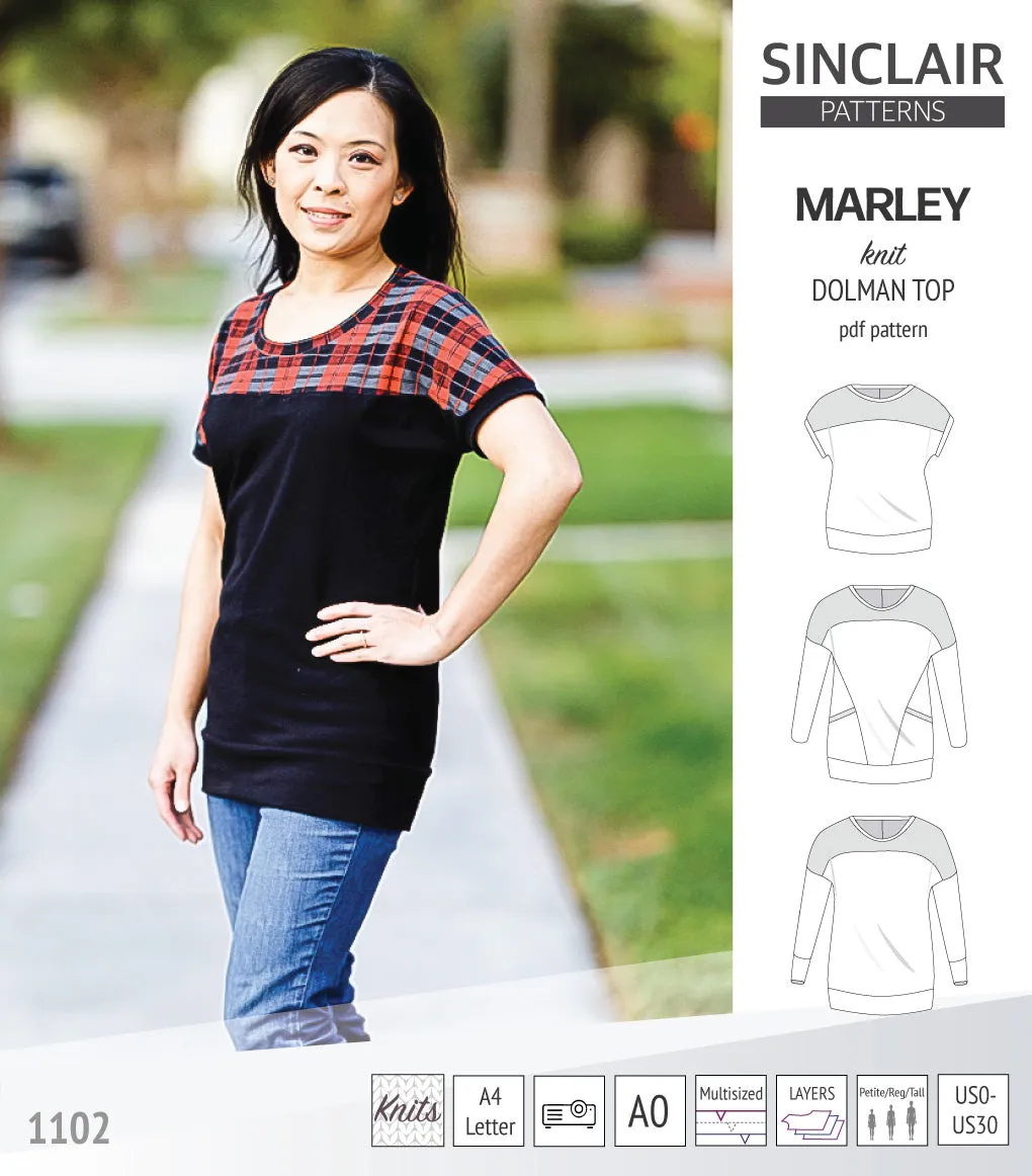 Marley dolman knit top with a yoke (PDF)