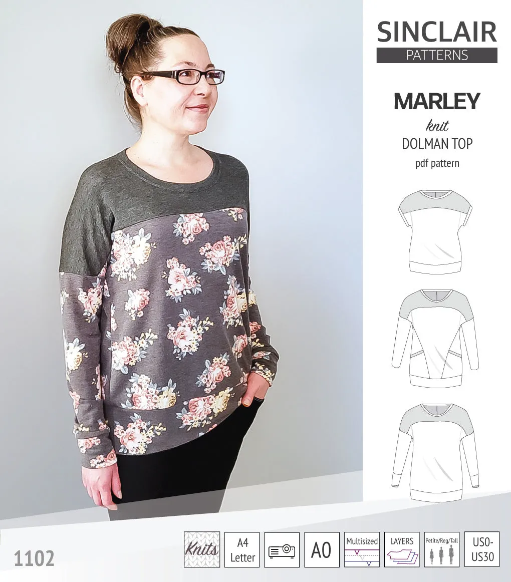 Marley dolman knit top with a yoke (PDF)
