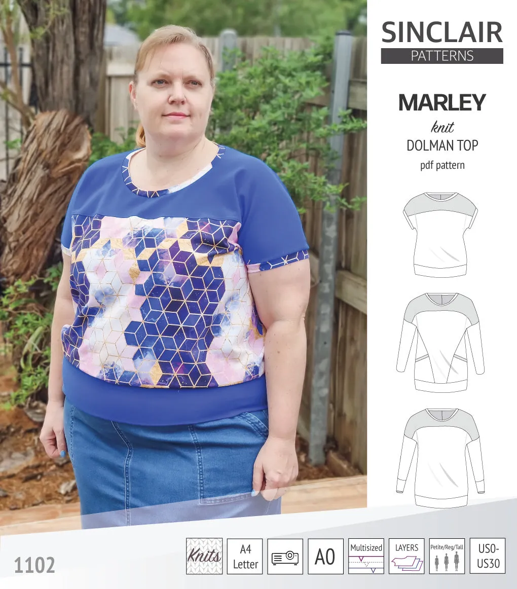 Marley dolman knit top with a yoke (PDF)
