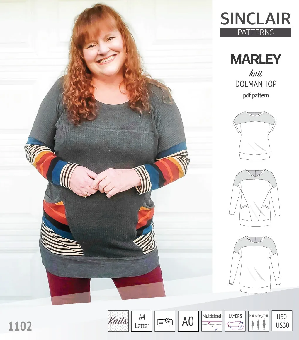 Marley dolman knit top with a yoke (PDF)
