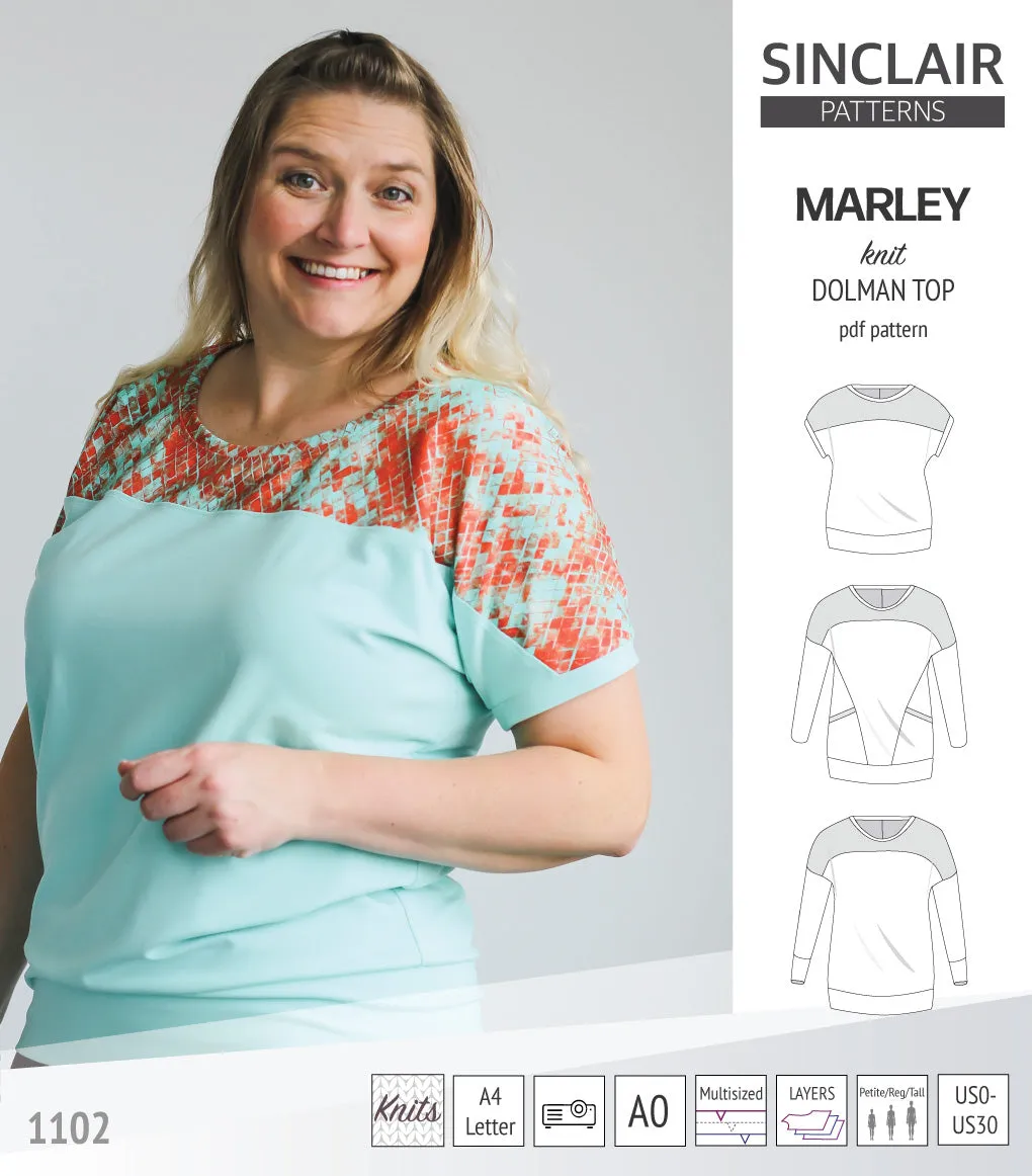 Marley dolman knit top with a yoke (PDF)