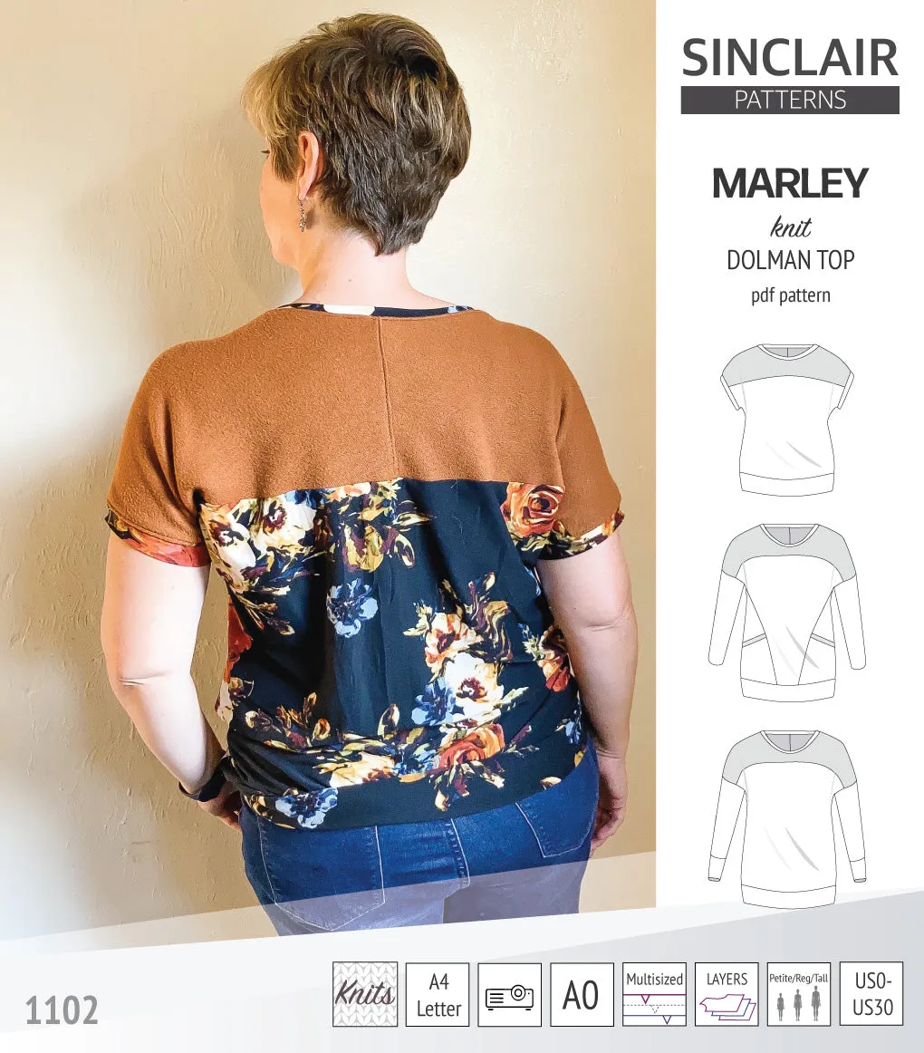 Marley dolman knit top with a yoke (PDF)