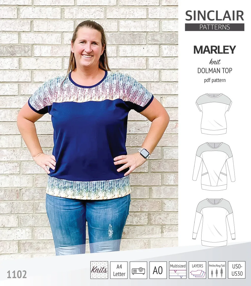 Marley dolman knit top with a yoke (PDF)