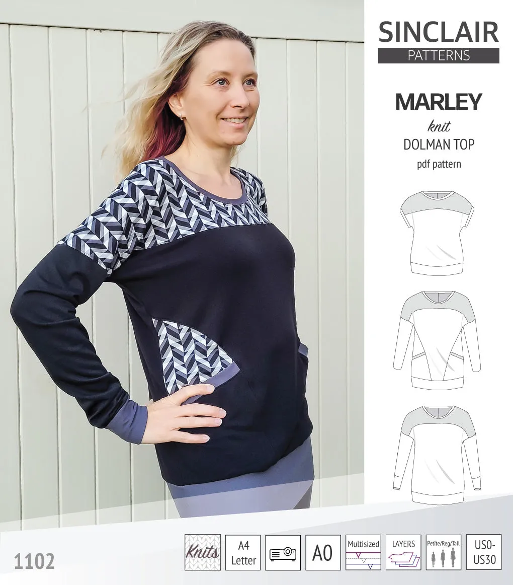 Marley dolman knit top with a yoke (PDF)