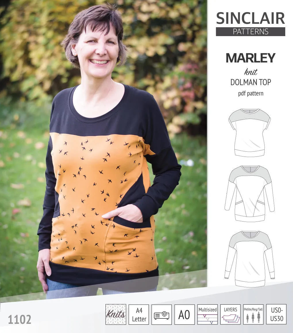 Marley dolman knit top with a yoke (PDF)