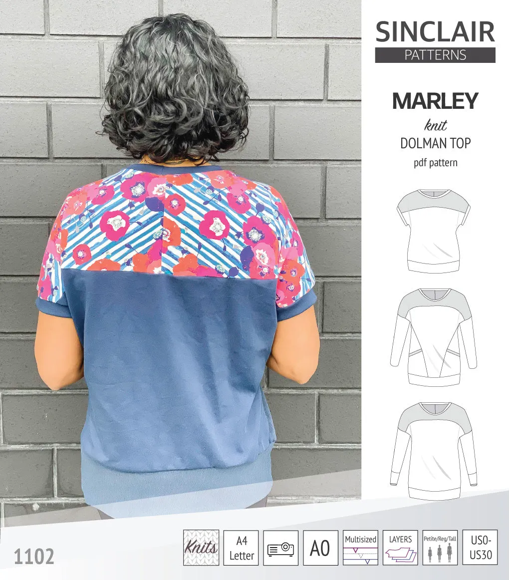 Marley dolman knit top with a yoke (PDF)