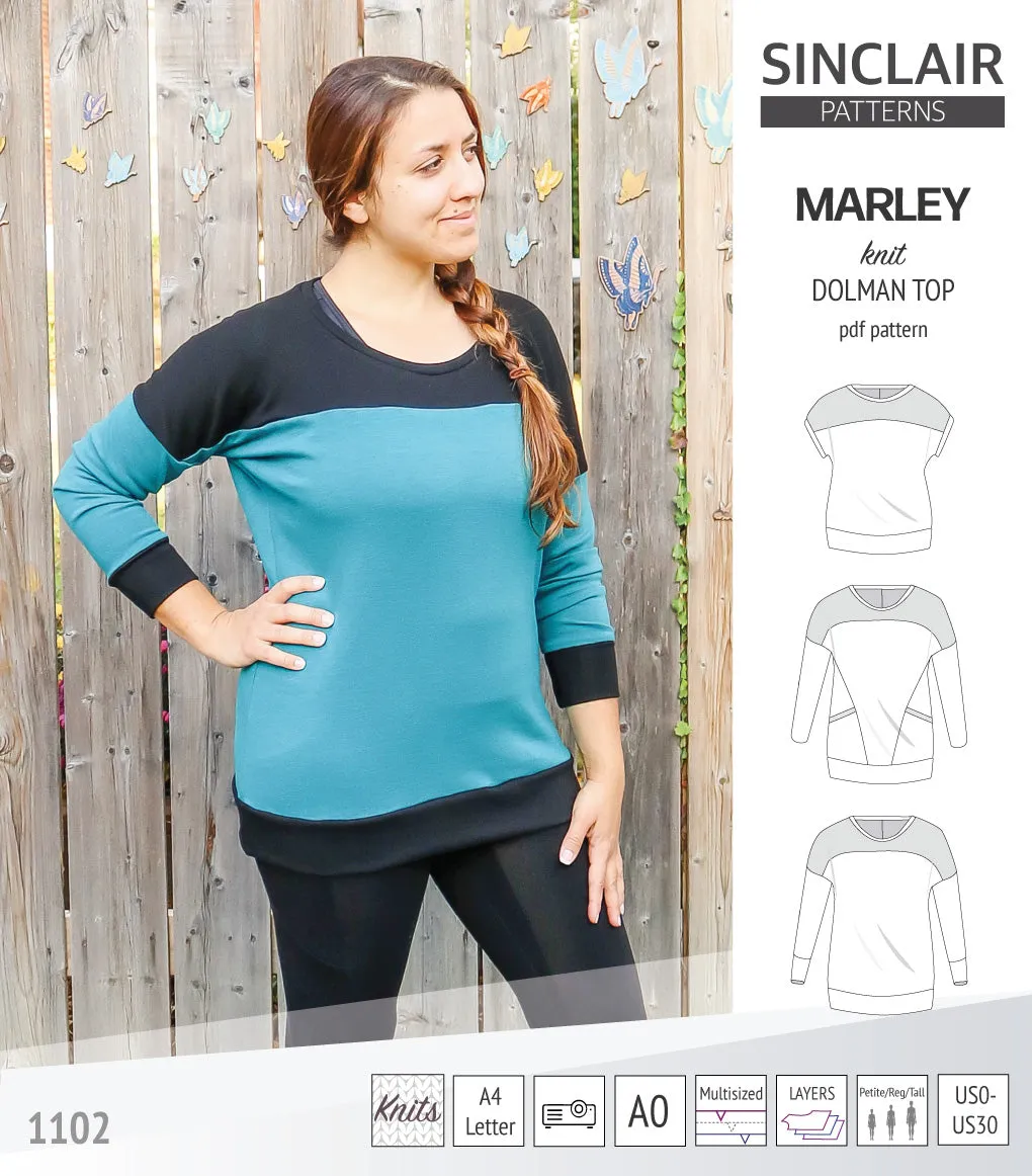 Marley dolman knit top with a yoke (PDF)