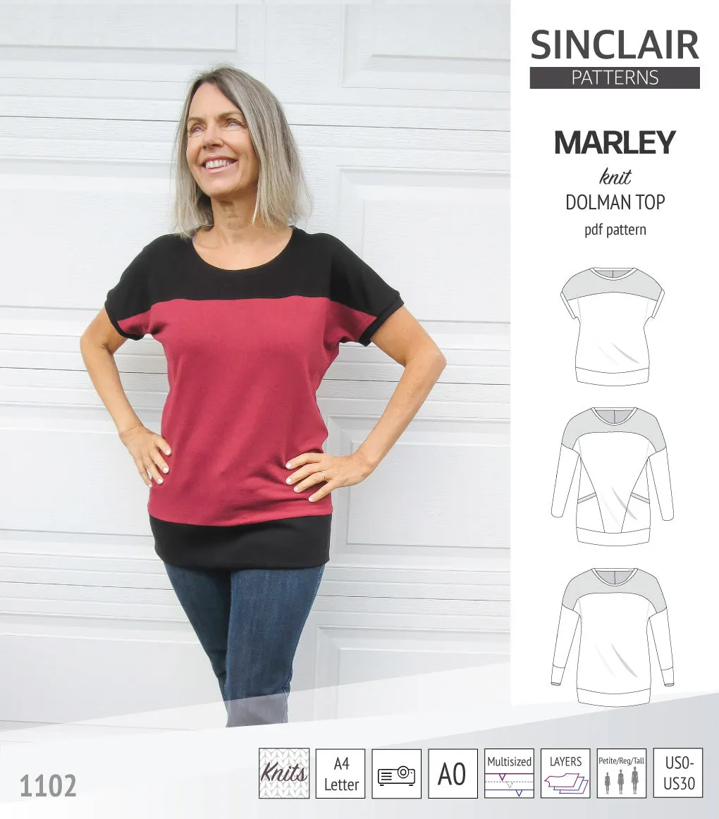 Marley dolman knit top with a yoke (PDF)