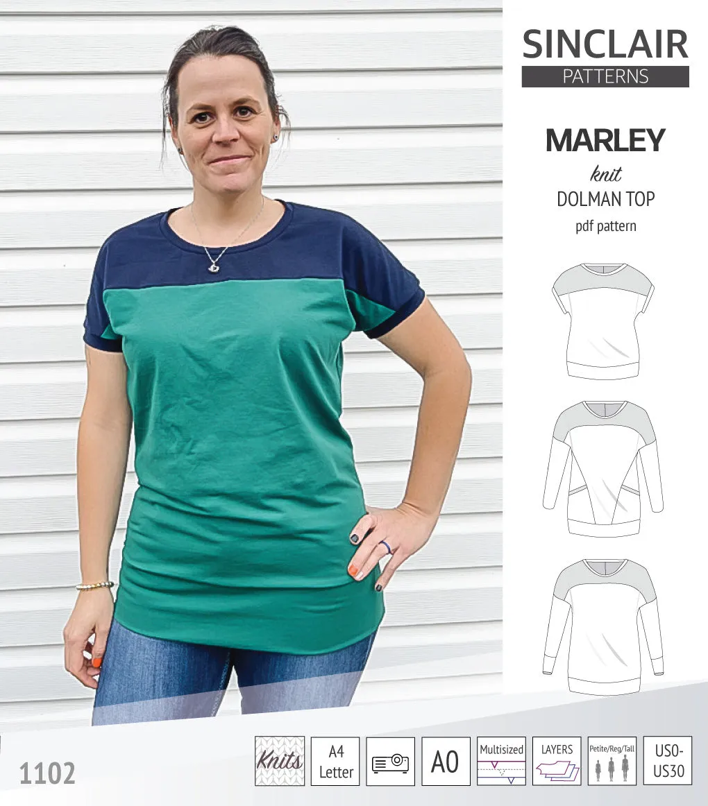 Marley dolman knit top with a yoke (PDF)