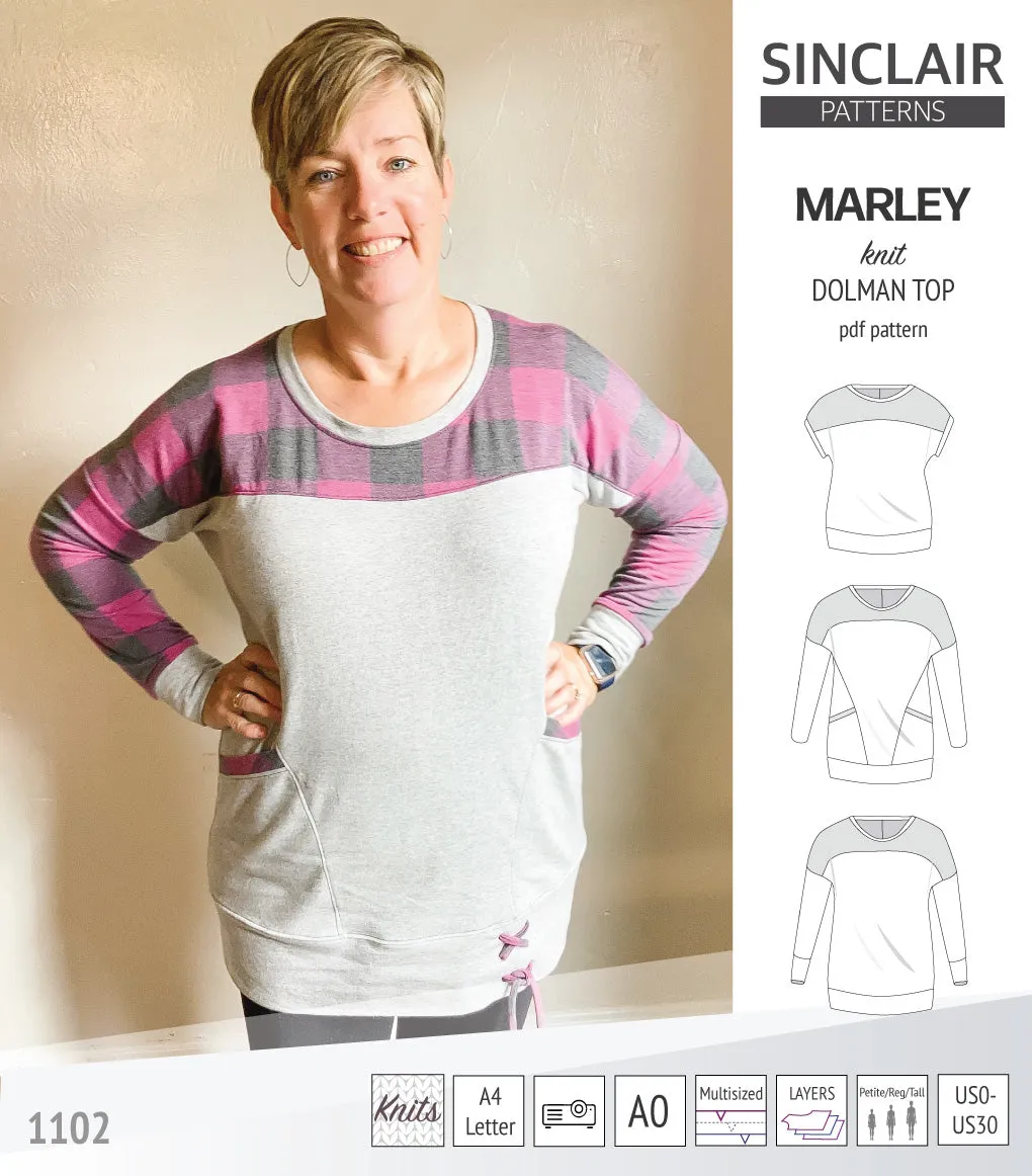 Marley dolman knit top with a yoke (PDF)