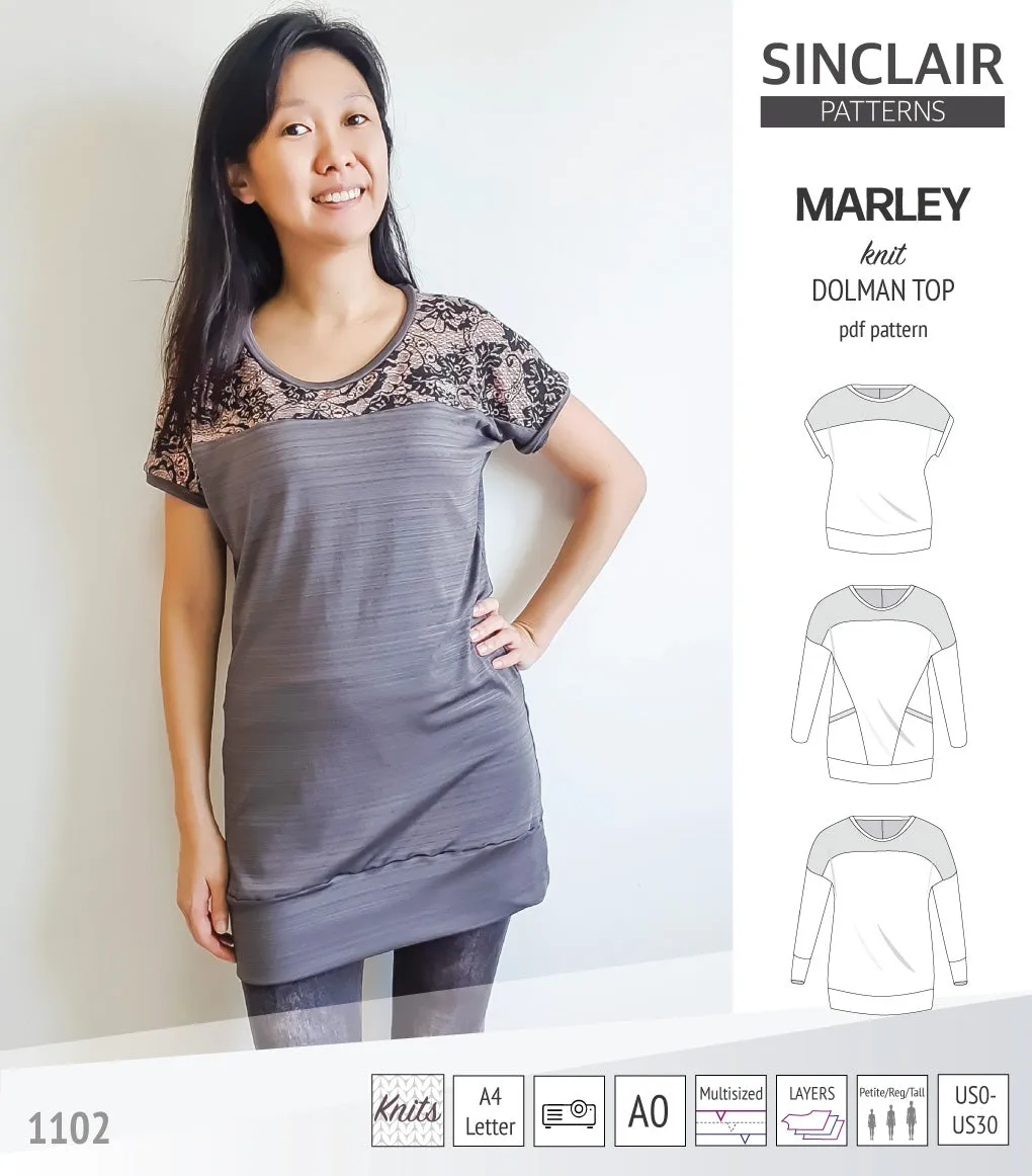 Marley dolman knit top with a yoke (PDF)