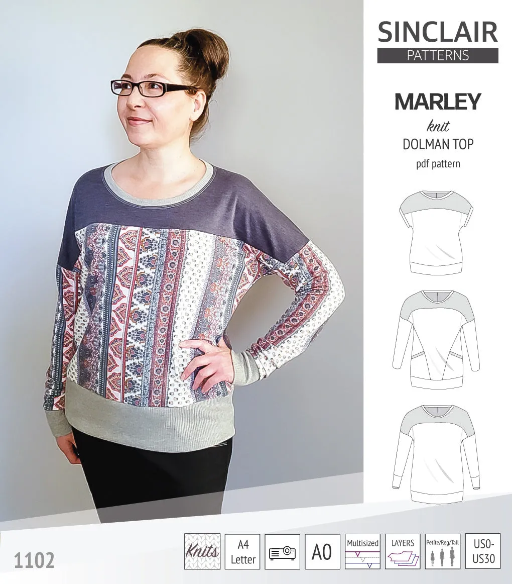 Marley dolman knit top with a yoke (PDF)