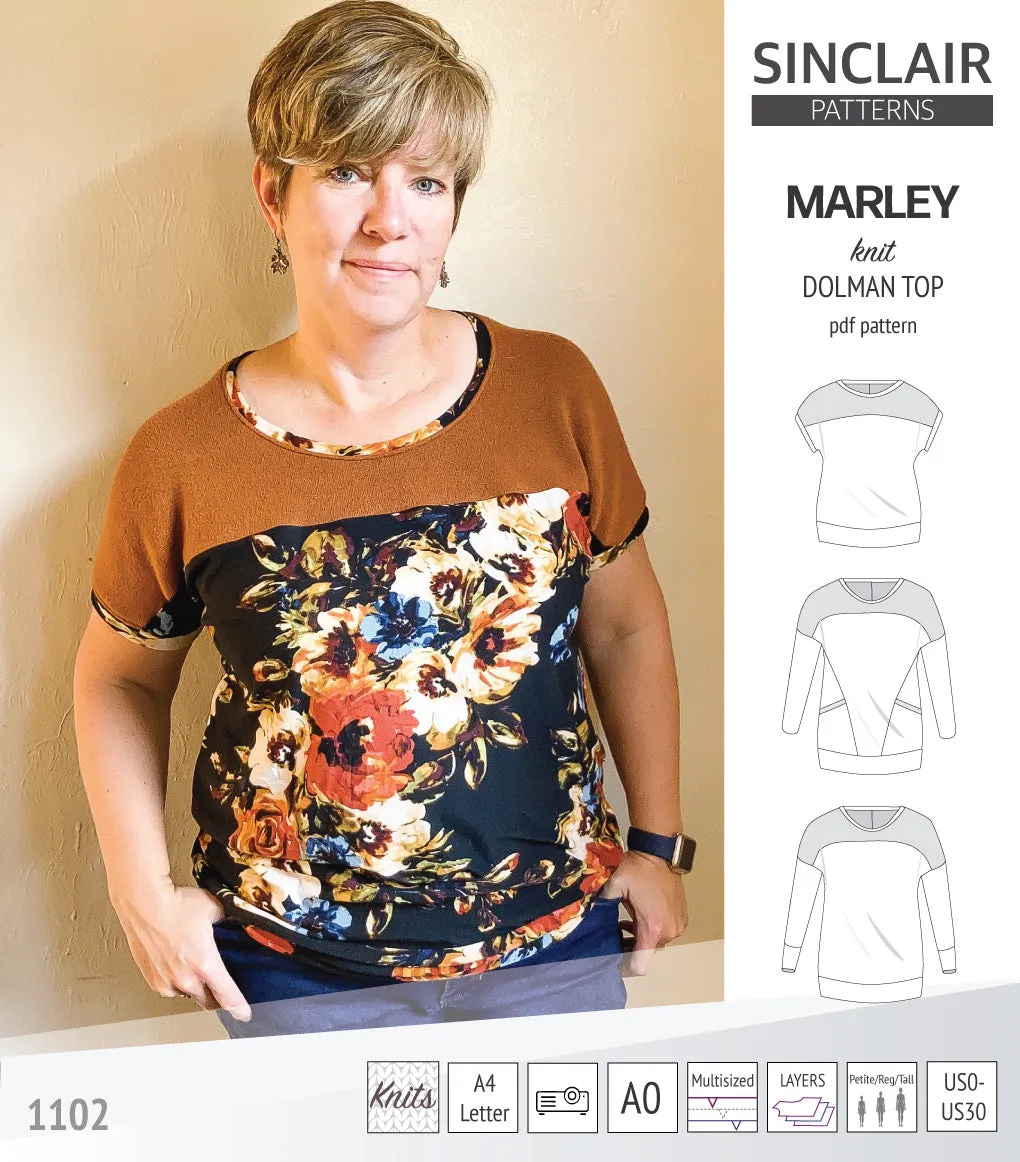 Marley dolman knit top with a yoke (PDF)