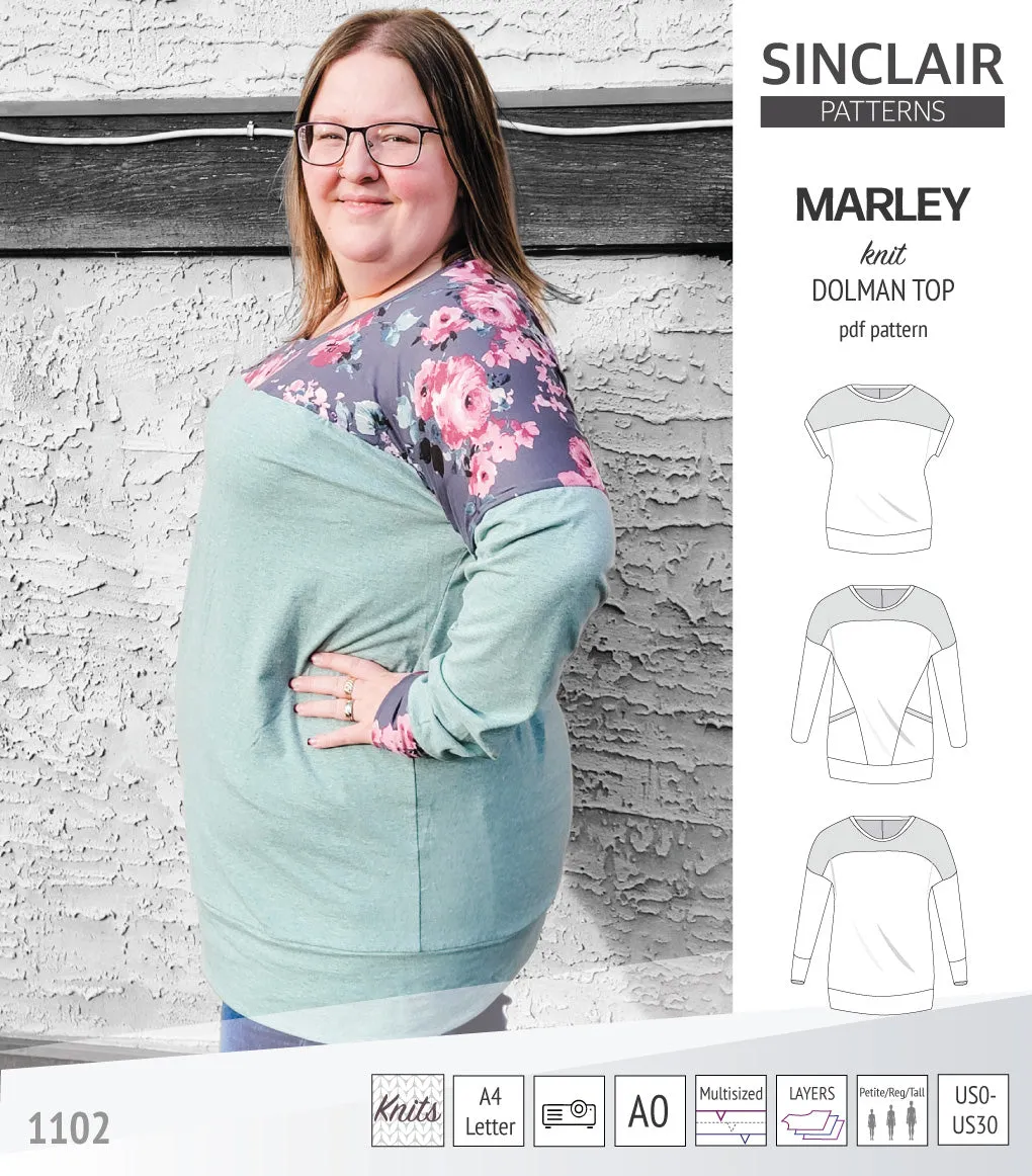 Marley dolman knit top with a yoke (PDF)