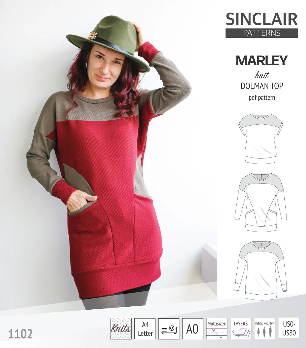 Marley dolman knit top with a yoke (PDF)