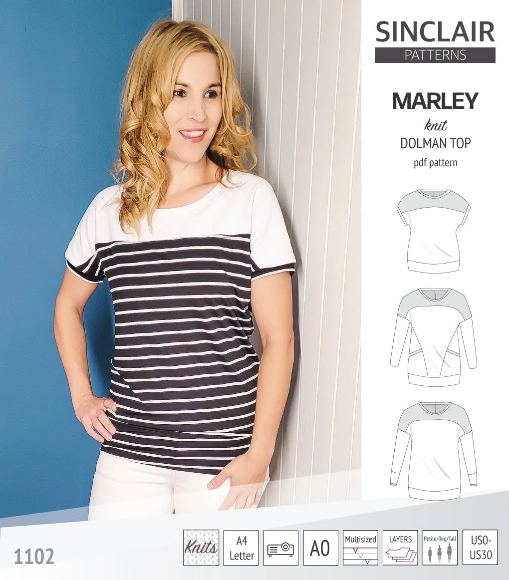 Marley dolman knit top with a yoke (PDF)