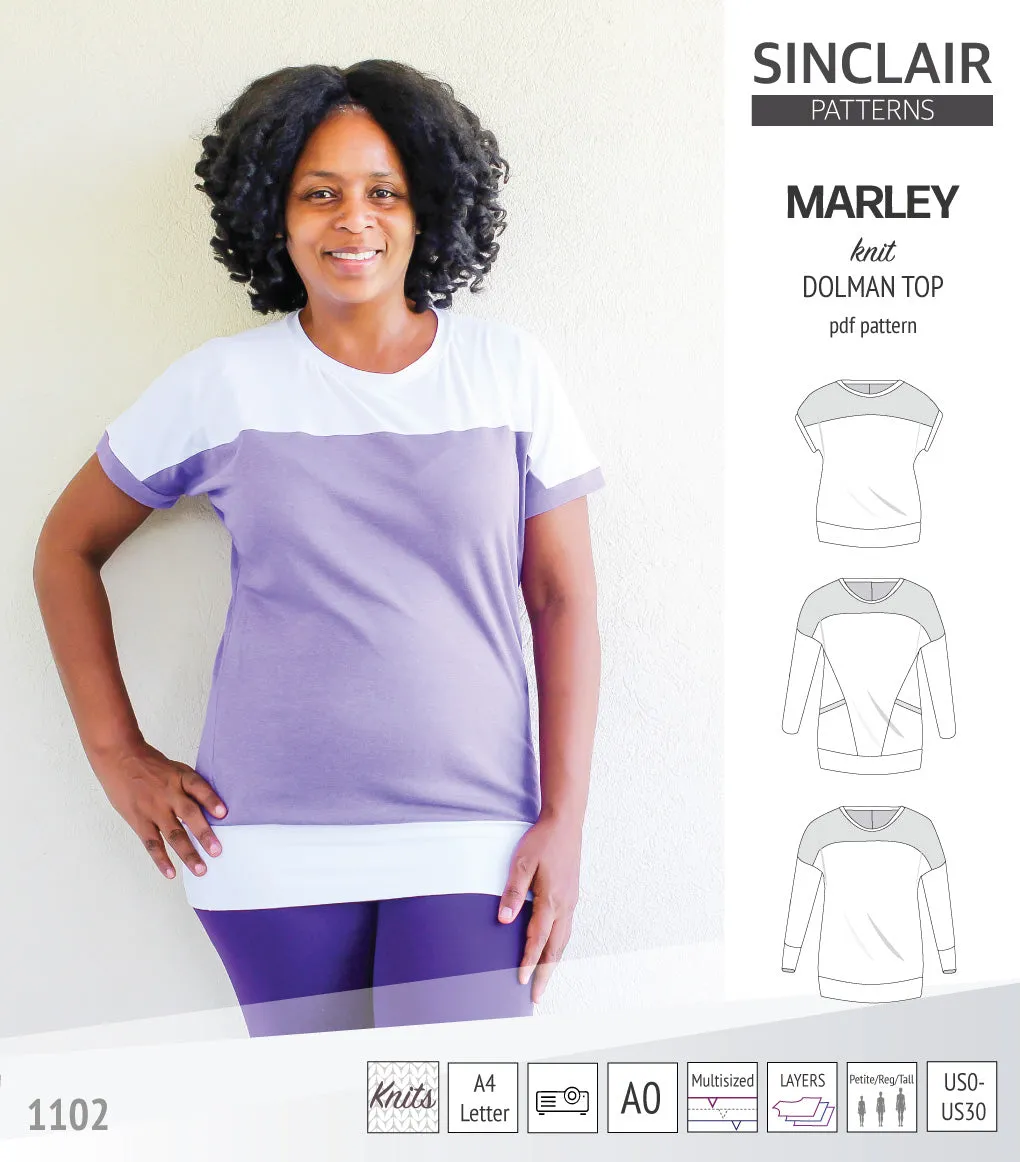 Marley dolman knit top with a yoke (PDF)