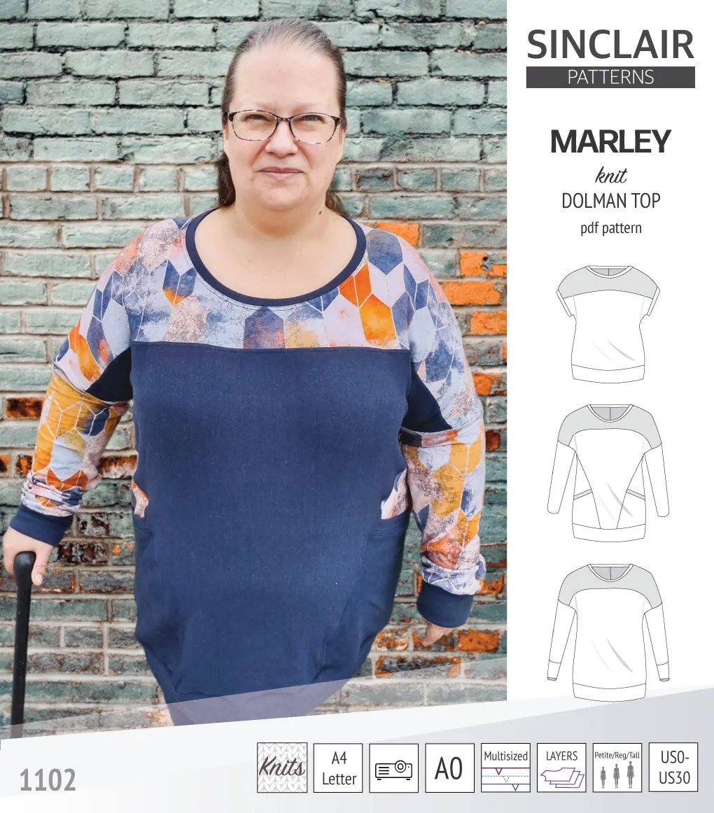 Marley dolman knit top with a yoke (PDF)