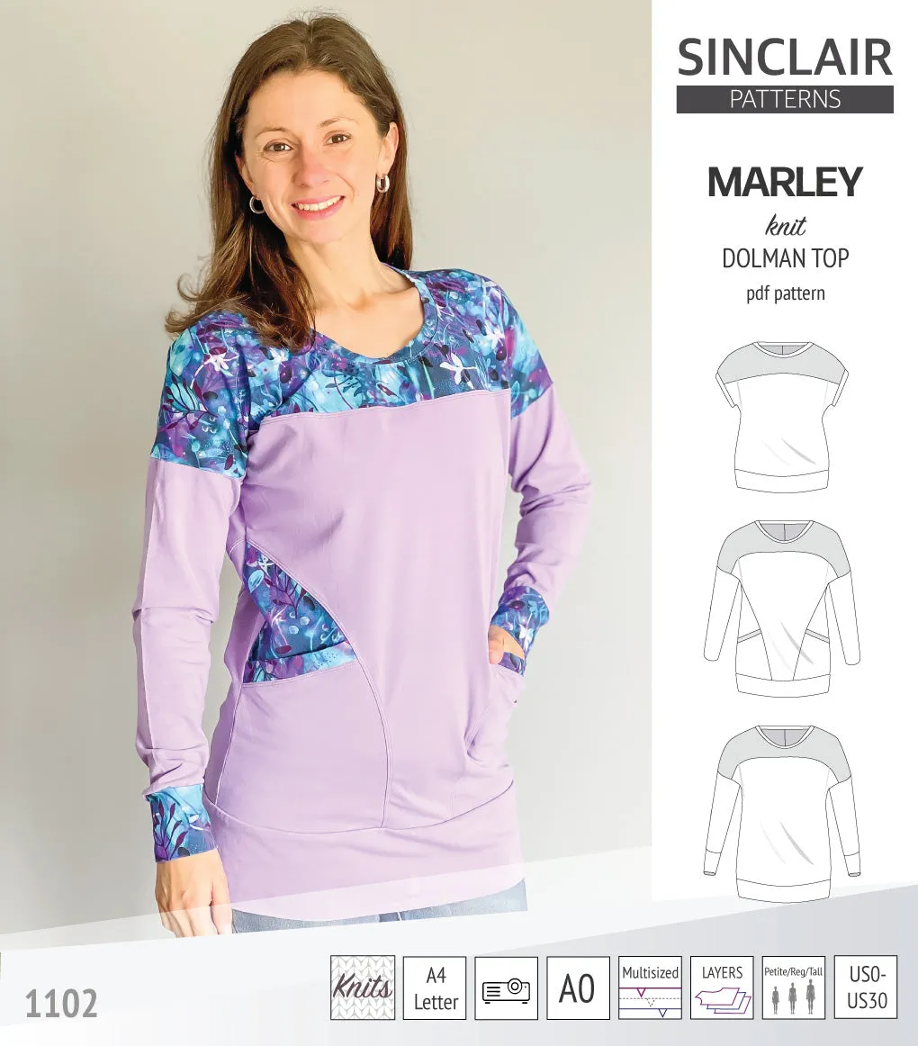 Marley dolman knit top with a yoke (PDF)