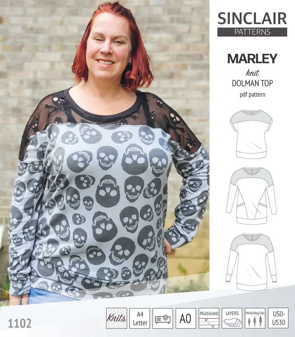 Marley dolman knit top with a yoke (PDF)