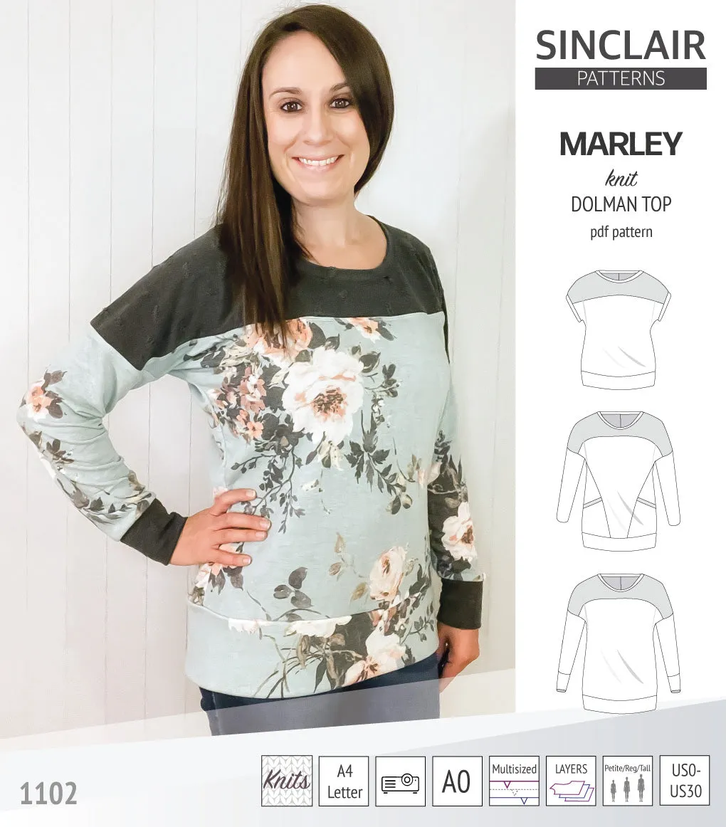 Marley dolman knit top with a yoke (PDF)