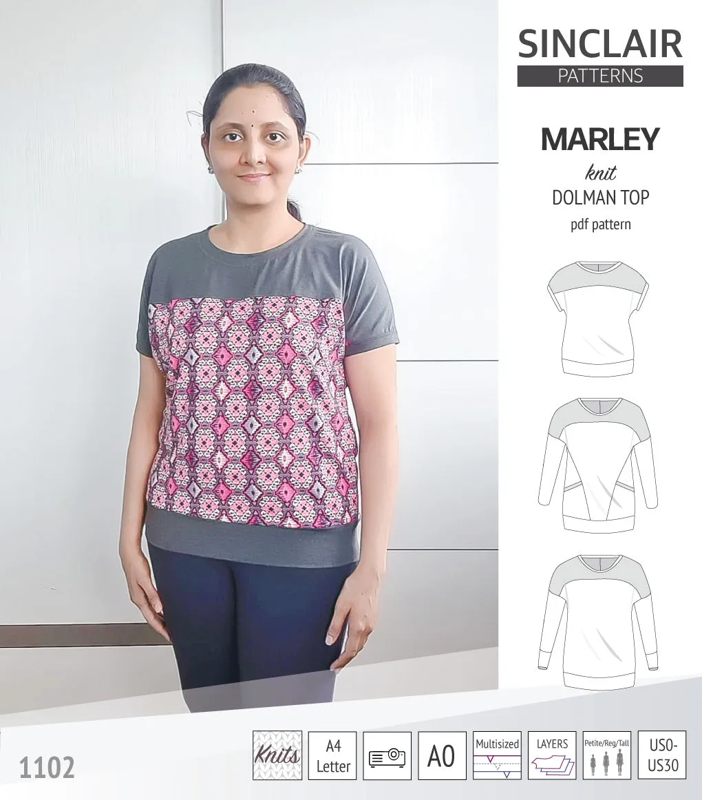 Marley dolman knit top with a yoke (PDF)