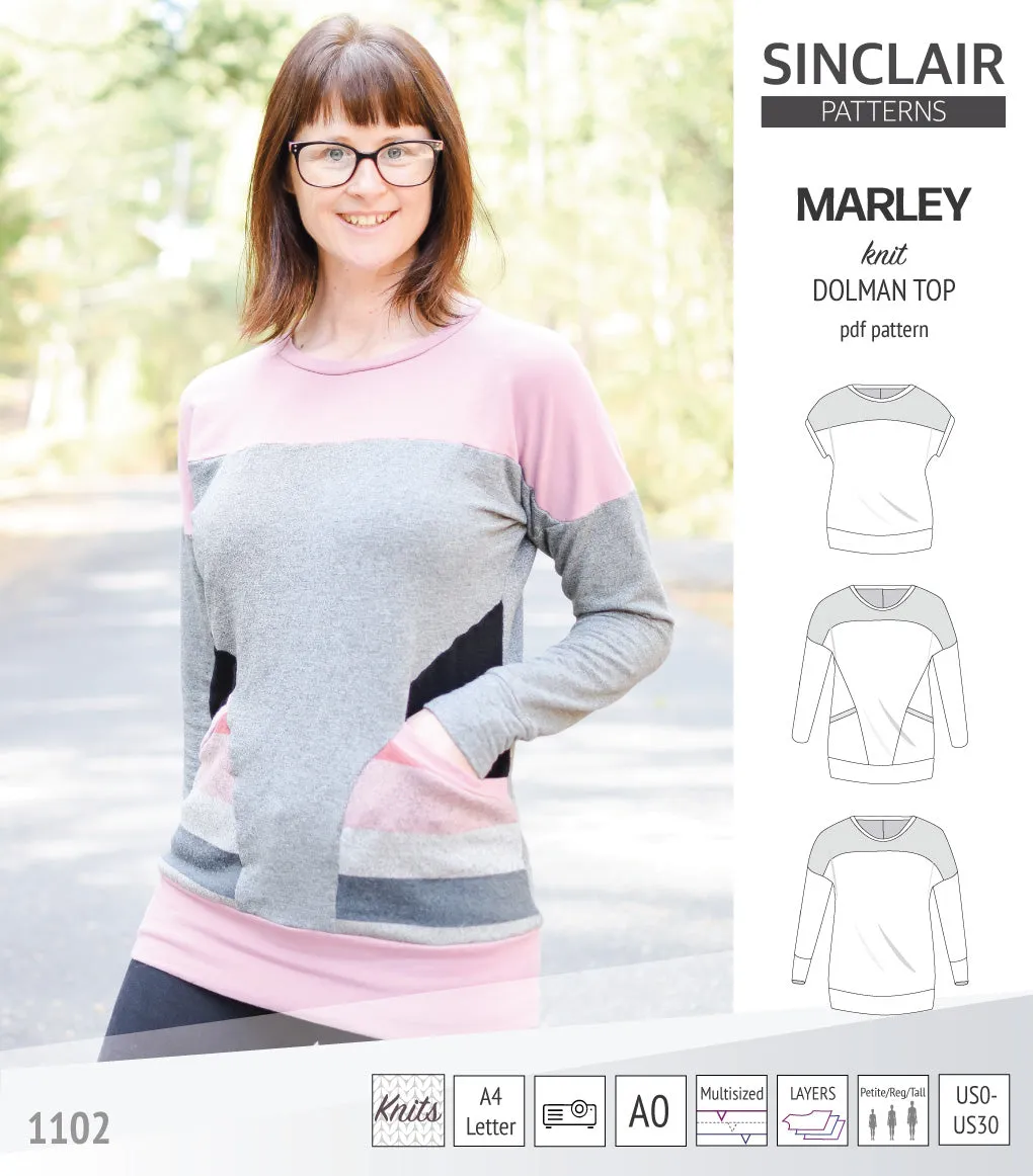 Marley dolman knit top with a yoke (PDF)