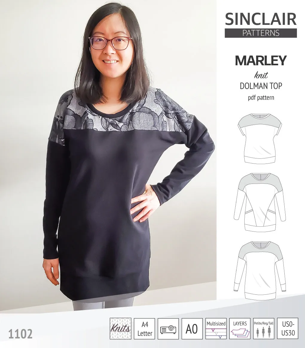 Marley dolman knit top with a yoke (PDF)