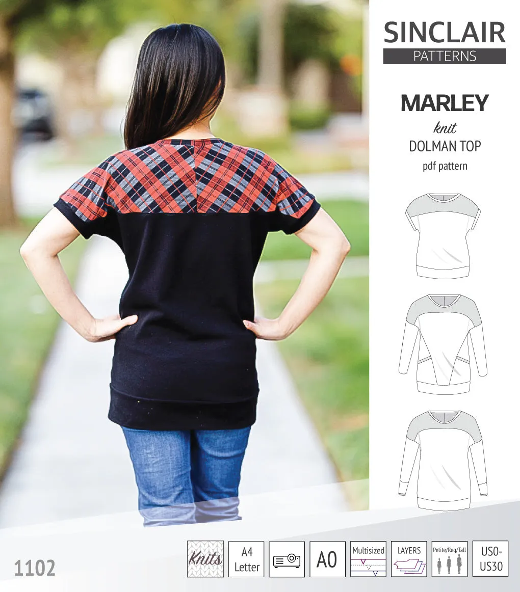 Marley dolman knit top with a yoke (PDF)