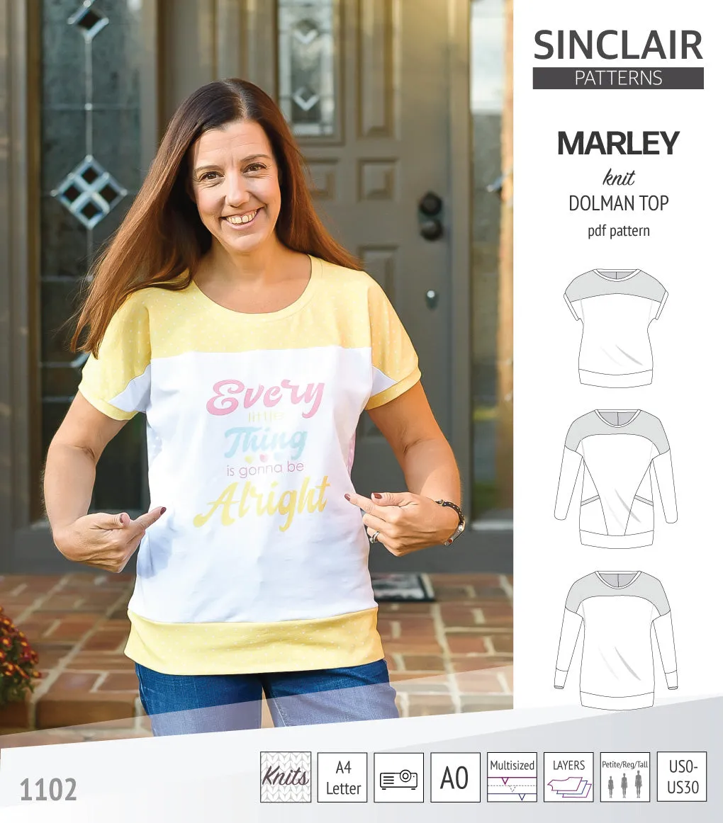 Marley dolman knit top with a yoke (PDF)