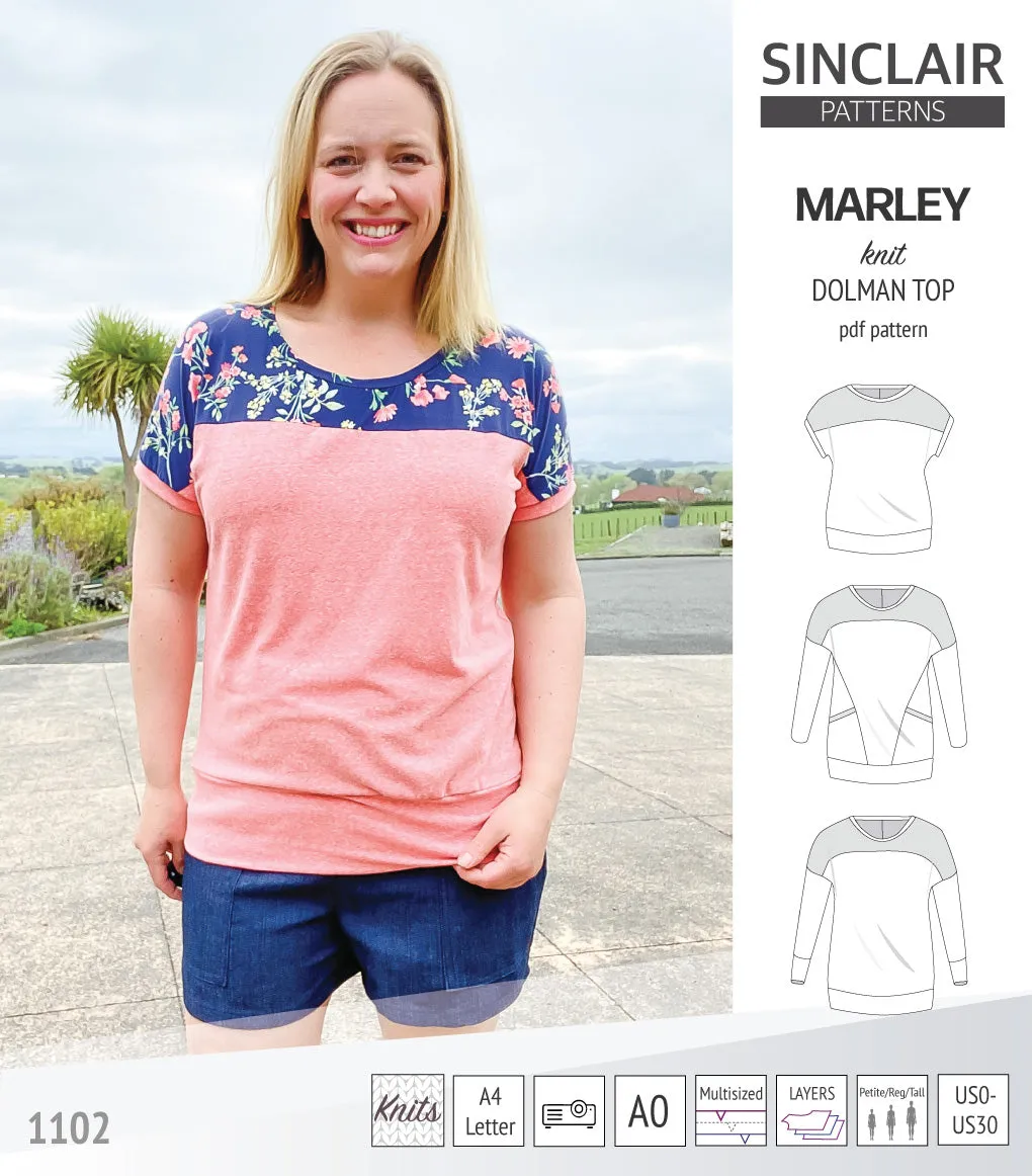 Marley dolman knit top with a yoke (PDF)