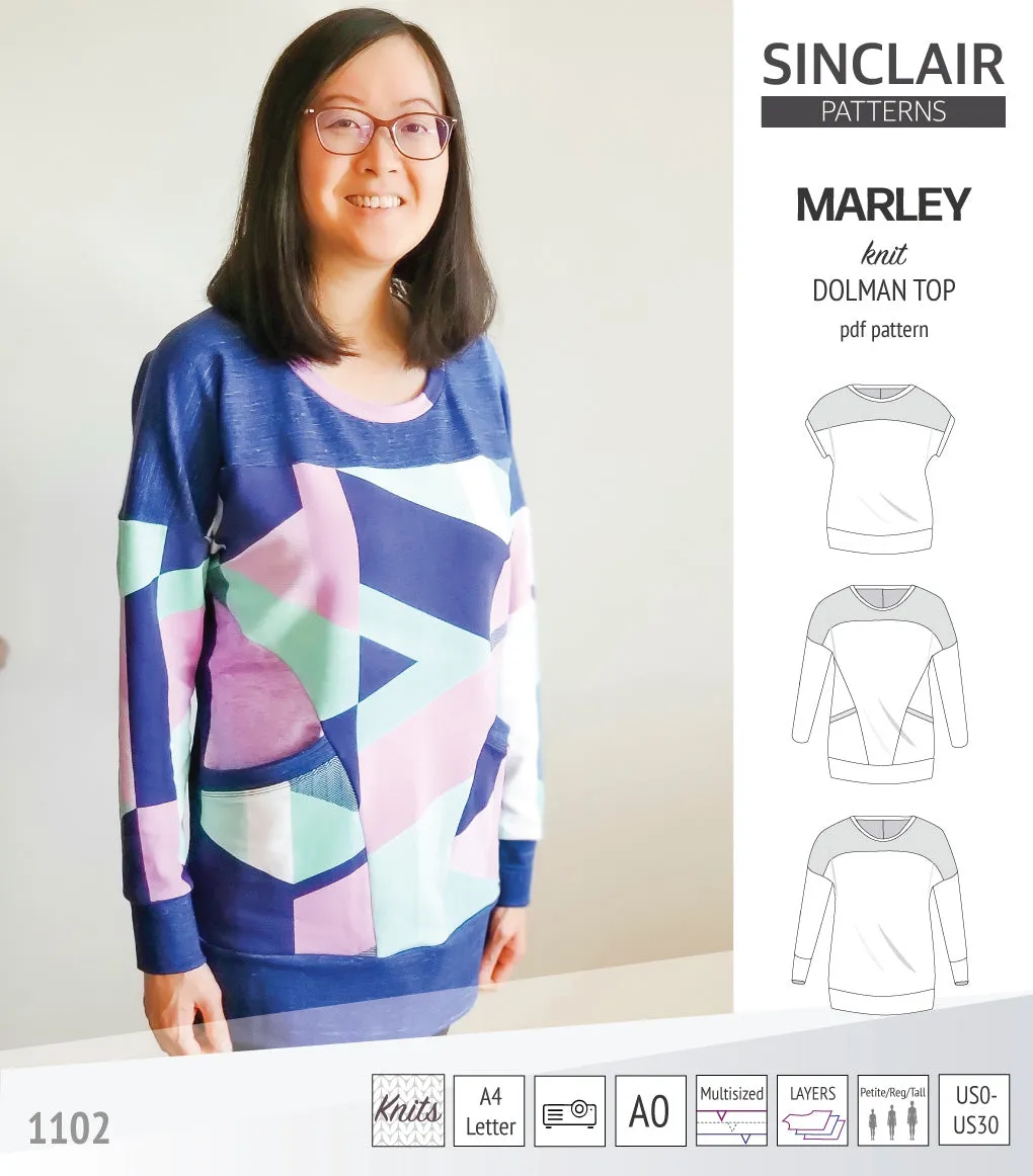 Marley dolman knit top with a yoke (PDF)