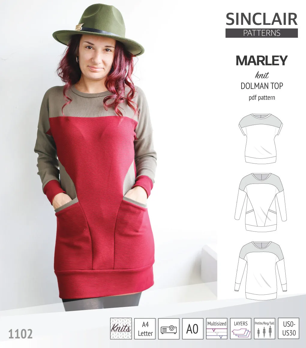 Marley dolman knit top with a yoke (PDF)