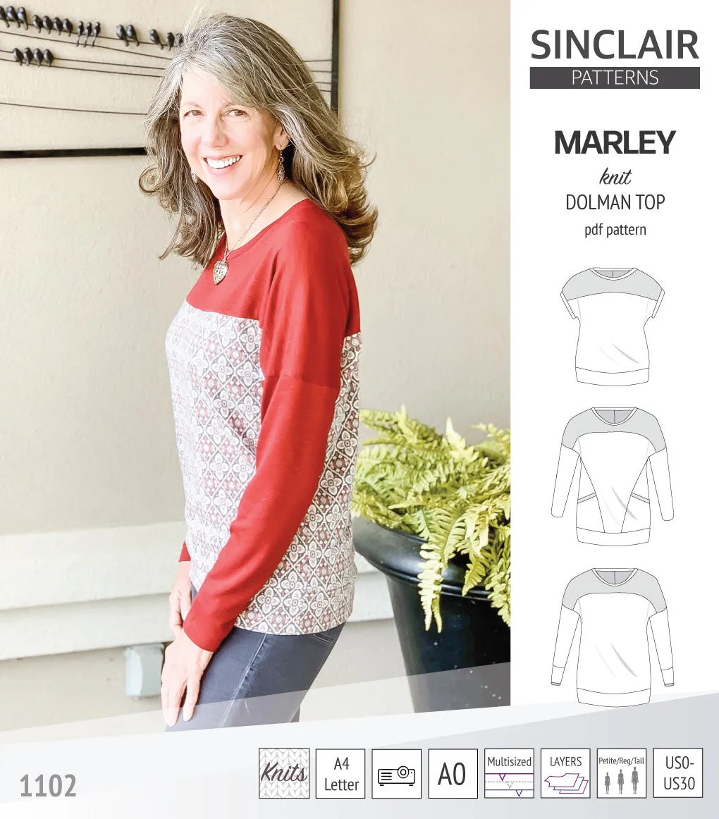 Marley dolman knit top with a yoke (PDF)